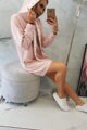 Mikinové šaty s kapucí nebo dlouhá mikina 0042 růžové