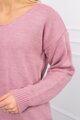 Dámský svetr s výstřihem 2020-15 tmavě růžový