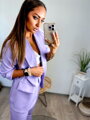 Stylový kalhotový komplet v lila barvě