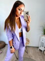Stylový kalhotový komplet v lila barvě