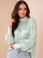 Dámská mátová lesklá blůzka