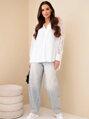 Dámská bílá košile s AR0393 krajkovými rukávy