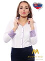 Bílá dámská košile s květinovým límcem Slim-Fit VS-DK161