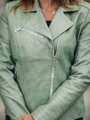 Dámská kožená bunda z pravé kůže zelená 