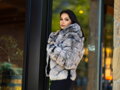 Luxusná dámska bunda z pravej kože a kožušiny s kapucňou ELIZA sivá