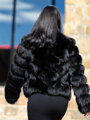 Luxusná čierna dámska bunda z pravej kože a kožušiny DARA
