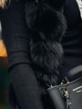 Luxusní dlouhá pruhovaná vesta z pravé lišky černá 