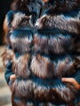 Luxusní kožená bunda s pravou kožešinou MULTI - modrá