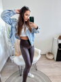 Kožené dámské legíny s vysokým pasem černé