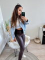 Kožené dámské legíny s vysokým pasem černé