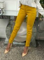 Elegantní dámské kalhoty H9122 hořčicově-žluté