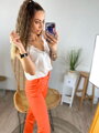Elegantní kalhoty v zářivé oranžové barvě 