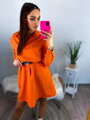 Dámské šaty v oranžové barvě s páskem