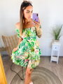 Letní květované šaty s volánovou sukýnkou zelené 