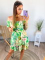 Letní květované šaty s volánovou sukýnkou zelené 