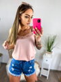 Krajkový dámský top ve staro-růžové barvě