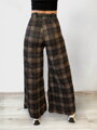 Kárované dámské volné kalhoty