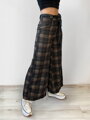 Kárované dámské volné kalhoty