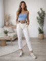 Dámské kalhoty s páskem v bílé barvě
