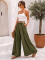 Dámské letní palazzo kalhoty s páskem 12487 khaki zelené
