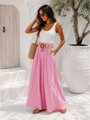 Letní široké kalhoty Palazzo s páskem baby pink 12487