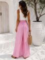 Letní široké kalhoty Palazzo s páskem baby pink 12487