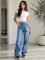 Dámské modré wide leg džíny MSARA BQ2596