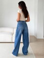 Dámské tmavě modré wide leg džíny 25MQ291 MSARA L-5XL