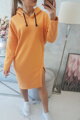 Mikinové šaty s kapucí a bočním rozparkem oranžové 9168