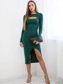 Dámske zelené šaty 69456 s výstrihom