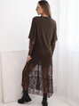 Dámske hnedé šaty s čipkovaným ART65655 spodným dielom