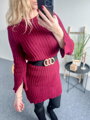 Burgundy krásné pletené šaty