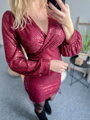 Burgundy dámské třpytivé šaty