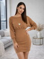 Úpletové dámské šaty v hnědé barvě