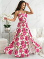 Dlouhé dámské šaty s růžovými květinami 