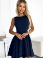 Elegantní tmavě modré 397-2 šaty s áčkovou sukní 
