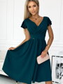 Elegantní dámské šaty 425-1 ve smaragdově zelené barvě 