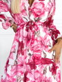 Dámské vzdušné letní šaty 436-1 s růžovým potiskem