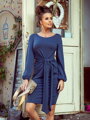 Dámské pouzdrové elegantní šaty 275-2 modrá jeans