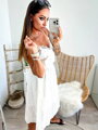 Madeirové dámské bílé šaty na ramínka 