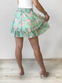Dámská květovaná sukně v mentolové barvě