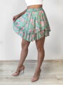 Dámská květovaná sukně v mentolové barvě