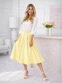 Dámská žlutá midi sukně s opaskem