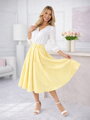 Dámská žlutá midi sukně s opaskem