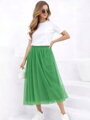 Tylová dámská midi sukně v zelené barvě