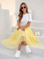 Dámská tylová midi sukně ve žluté barvě 
