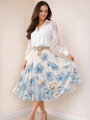 Dámská květinová plisovaná sukně