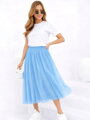 Stylová modrá tylová midi sukně 