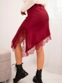 Dámská saténová sukně s krajkou bordó