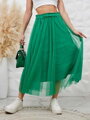 Tylová dámská midi sukně v zelené barvě